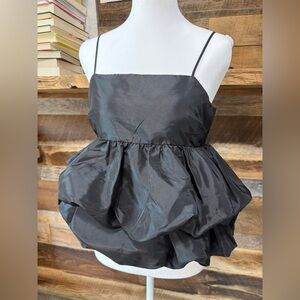 a new day Black Bubble Hem Spaghetti Strap Top